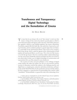 Digital Technology and the Remediation of Cinema