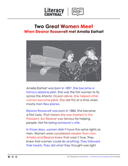 Two Great Women Meet When Eleanor Roosevelt Met Amelia Earhart