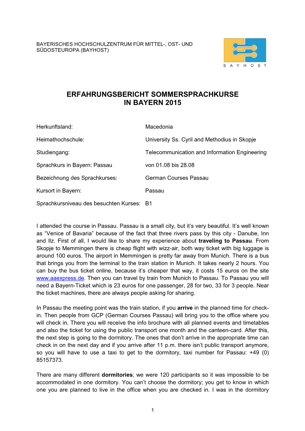 Erfahrungsbericht Sommersprachkurse in Bayern 2015