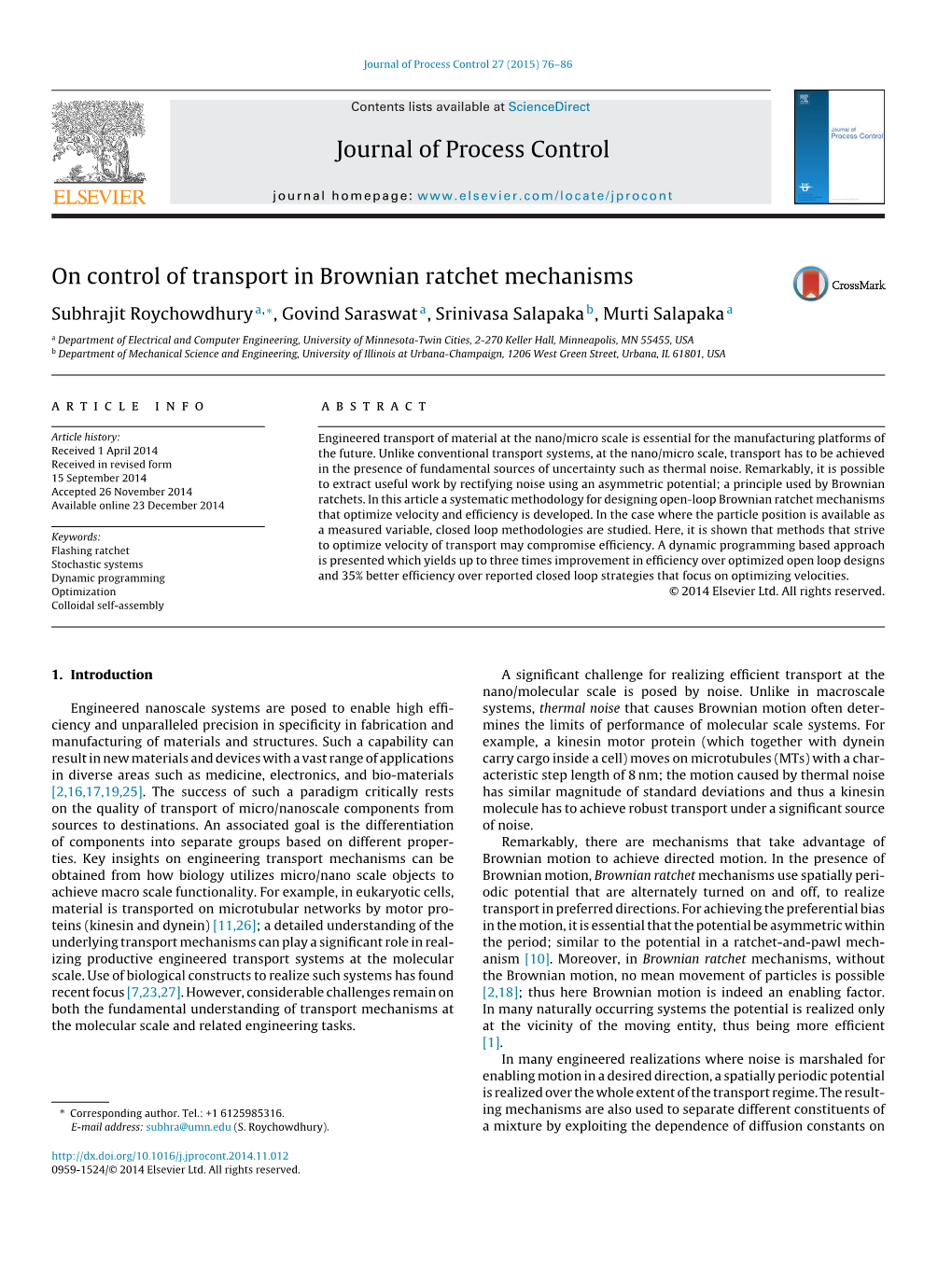 On Control of Transport in Brownian Ratchet Mechanisms