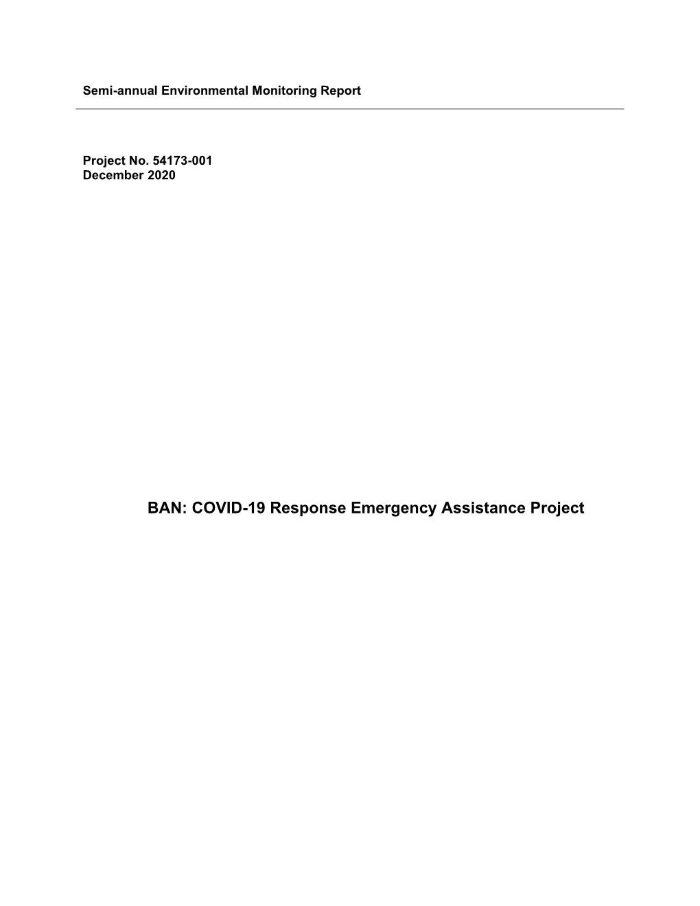 54173-001: COVID-19 Response Emergency Assistance Project