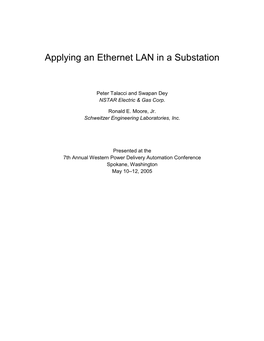 Applying an Ethernet LAN in a Substation