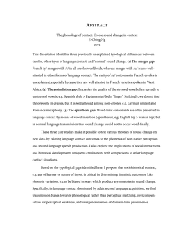The Phonology of Contact: Creole Sound Change in Context E-Ching Ng 2015