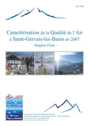 Caractérisation De La Qualité De L'air À Saint-Gervais-Les-Bains En 2007
