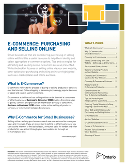 E-COMMERCE: PURCHASING WHAT’S INSIDE What Is E-Commerce?