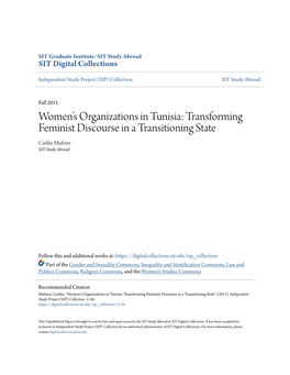 Transforming Feminist Discourse in a Transitioning State Caitlin Mulrine SIT Study Abroad