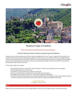 Natalina's Taste of Calabria Trip Itinerary