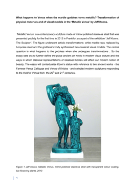 What Happens to Venus When the Marble Goddess Turns Metallic? Transformation of Physical Materials and of Visual Models in the ‘Metallic Venus’ by Jeff Koons