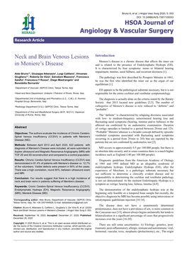 Neck and Brain Venous Lesions in Meniere's Disease