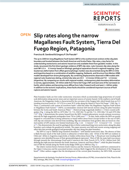 Slip Rates Along the Narrow Magallanes Fault System, Tierra Del Fuego Region, Patagonia Francisca B