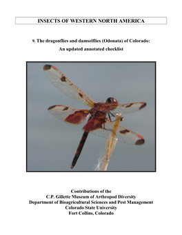 9. the Dragonflies and Damselflies (Odonata) of Colorado: an Updated Annotated Checklist