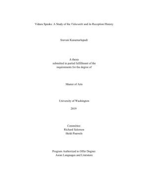 Vidura Speaks: a Study of the Viduranīti and Its Reception History