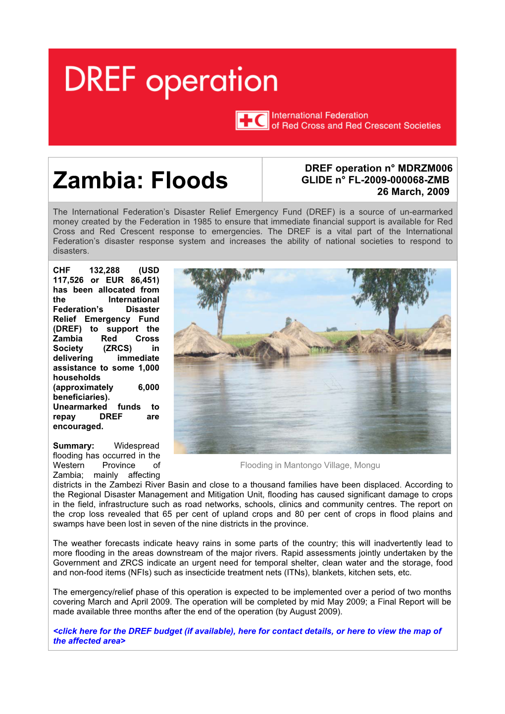 Zambia: Floods 26 March, 2009