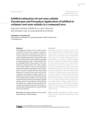 Saltmod Estimation of Root-Zone Salinity Varadarajan and Purandara