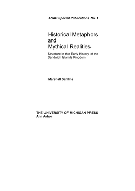 Historical Metaphors and Mythical Realities Structure in the Early History of the Sandwich Islands Kingdom