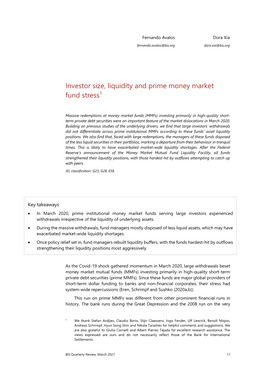 Investor Size, Liquidity and Prime Money Market Fund Stress1