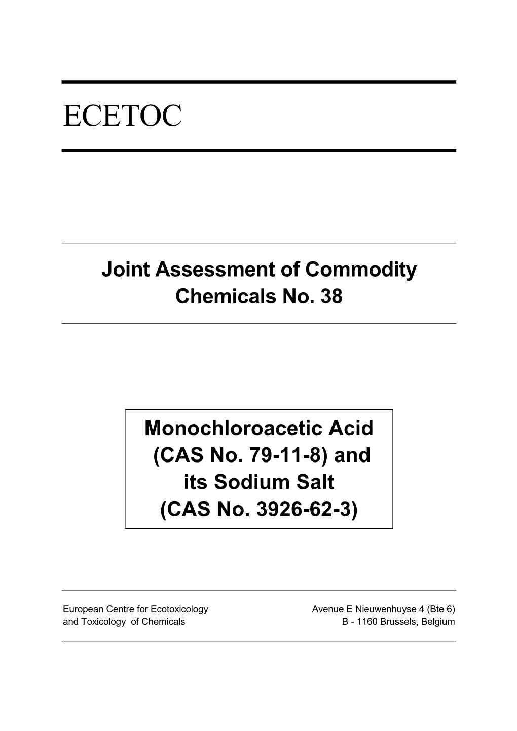 Monochloroacetic Acid (CAS No