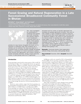 Forest Grazing and Natural Regeneration in a Late Successional Broadleaved Community Forest in Bhutan
