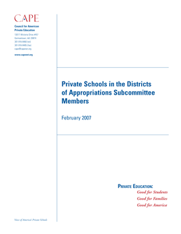 Private Schools in the Districts of Appropriations Subcommittee Members