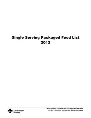 Single Serving Food List
