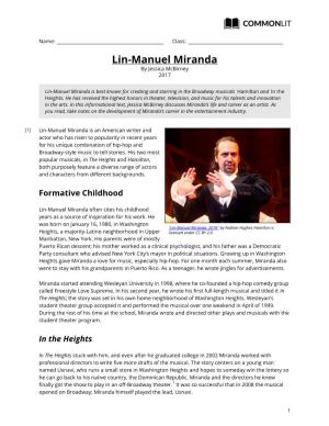 Commonlit | Lin-Manuel Miranda