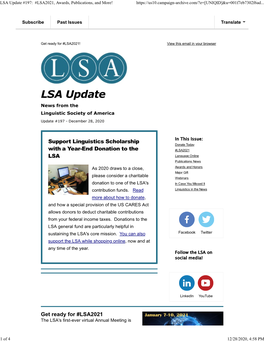 LSA Update #197: #LSA2021, Awards, Publications, and More!