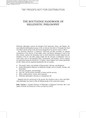 The Routledge Handbook of Hellenistic Philosophy