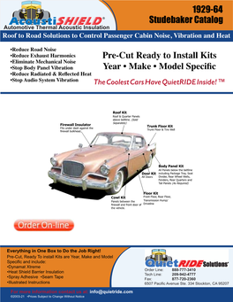 1929-64 Studebaker Catalog Pre-Cut Ready to Install Kits Year • Make
