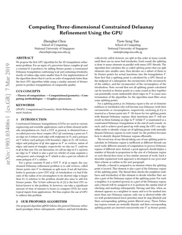 Computing Three-Dimensional Constrained Delaunay Refinement Using the GPU