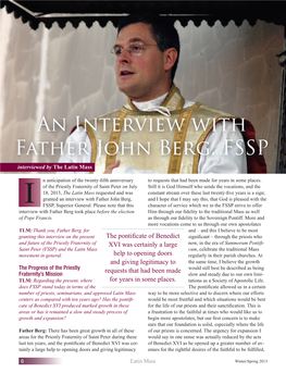 An Interview with Father John Berg, FSSP Interviewed by the Latin Mass