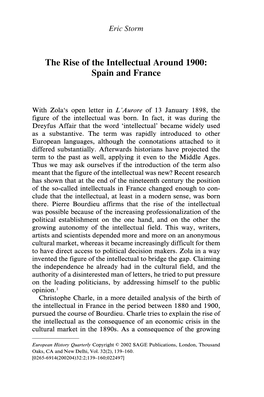 The Rise of the Intellectual Around 1900: Spain and France