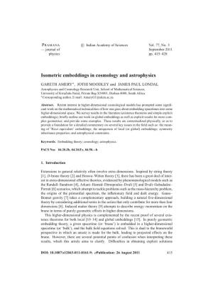 Isometric Embeddings in Cosmology and Astrophysics