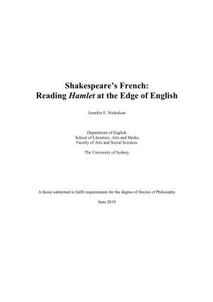Shakespeare's French: Reading Hamlet at the Edge of English