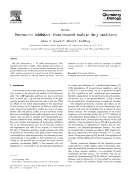 Proteasome Inhibitors: from Research Tools to Drug Candidates