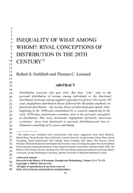 Inequality of What Among Whom?: Rival Conceptions of Distribution In