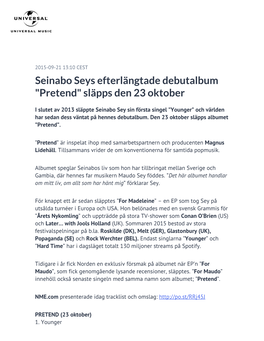 Seinabo Seys Efterlängtade Debutalbum "Pretend" Släpps Den 23 Oktober