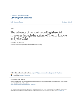 The Influence of Humanism on English Social Structures Through The