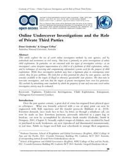 Online Undercover Investigations and the Role of Private Third Parties