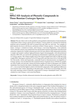 HPLC-ED Analysis of Phenolic Compounds in Three Bosnian Crataegus Species