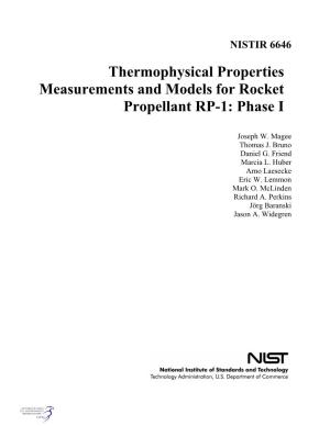 Thermophysical Properties Measurements and Models for Rocket Propellant RP-1: Phase I