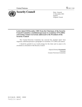 Security Council Distr.: General 31 December 2001 English