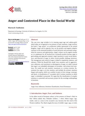 Anger and Contested Place in the Social World