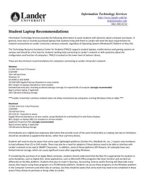 Student Laptop Recommendations
