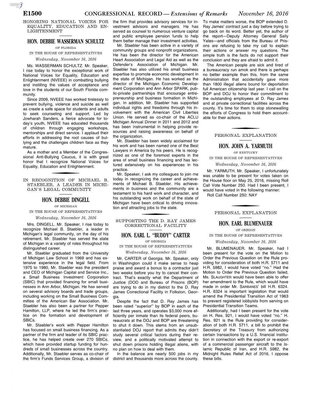 CONGRESSIONAL RECORD— Extensions of Remarks E1500 HON