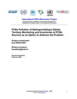 Pcbs Pollution of Nizhegorodskaya Oblast: Territory Monitoring and Inventories of Pcbs Sources As an Option to Address the Problem