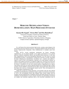Mercury Methylation Versus Demethylation: Main Processes Involved
