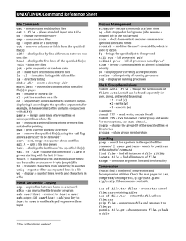 UNIX/LINUX Command Reference Sheet