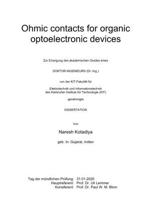 Ohmic Contacts for Organic Optoelectronic Devices