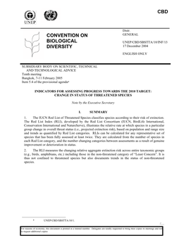 UNEP/CBD/SBSTTA/10/INF/13 DIVERSITY 17 December 2004