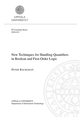 New Techniques for Handling Quantifiers in Boolean and First